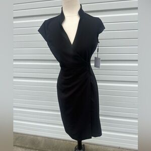 Calvin Klein Black Sheath Midi Dress V-Neck size 4